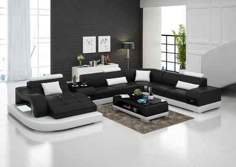 Sofagarnitur 3+2+1 Set Leder Polster Sofa Hutten Couch Designer Wohnlandschaft