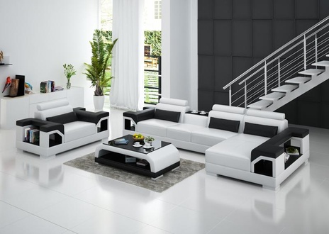 Sofagarnitur Couch Polster Leder Sofa 3+2+1 Klassische Couchen Jarkson