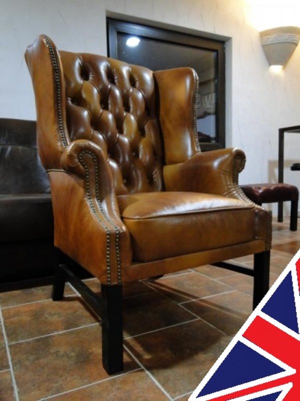 Ohrensessel Chesterfield Ledersessel Sessel Textil Leder Couch Sofa Fernseh