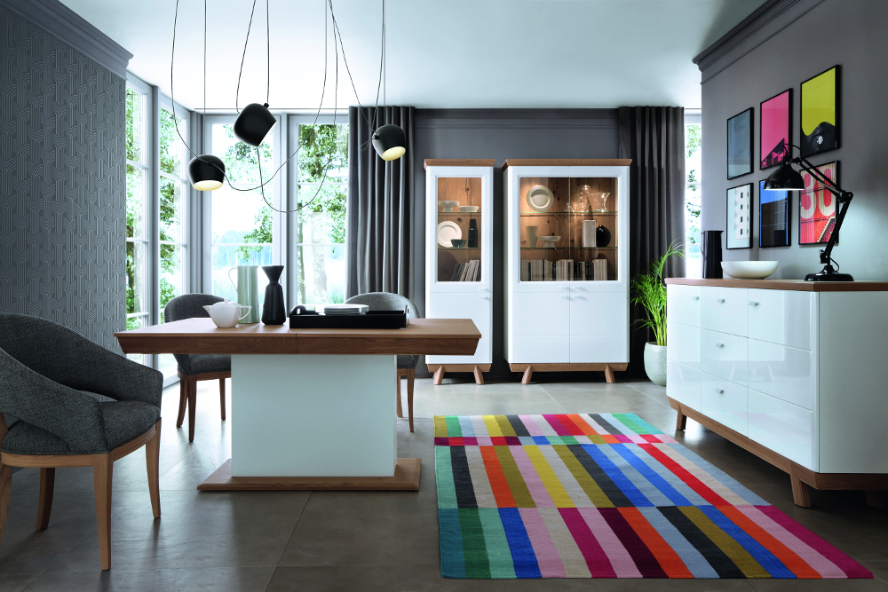 4 Teiliges Set 2x Vitrine 1x Kommode 1x Esstisch Design Wohnzimmer