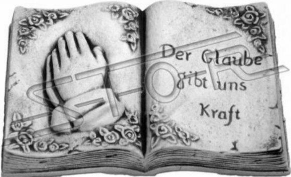 Grab Text Der Glaube gibt uns Kraft Grabschmuck Stein Dekoration Figur