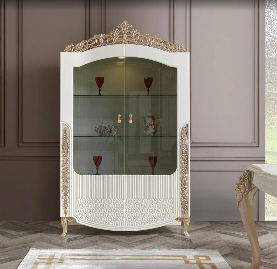 Vitrine standregal Wohnzimmer Design Möbel modern Holz/Glas Weiß