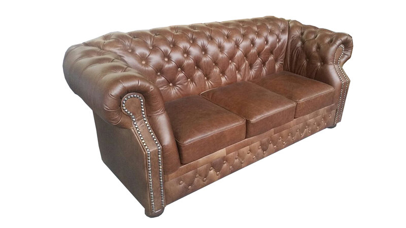 Chesterfield Vintage 100% Italienisches Rindsleder Sofa Couch Polster Garnitur