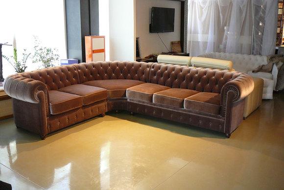 Chesterfield Ecksofa Sofa Polster Ecke Wohnlandschaft Garnitur Textil Stoff