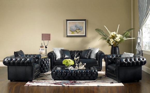 Chesterfield Sofagarnitur Garnitur Couch Poster Sofa Couchen Ledersofa Set Neu