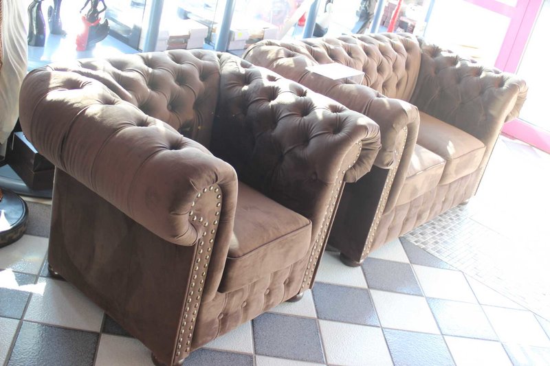 Chesterfield Sofagarnitur 3+2+1 Stoff Textil Couch Sofa Polster Set Garnitur Neu