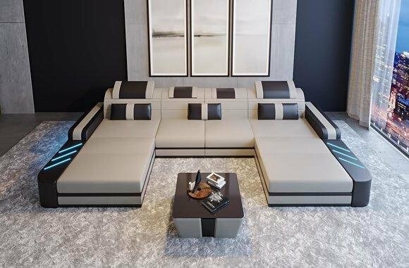 Design Sofa Couch Sitz Leder Polster Garnitur Wohnlandschaft Ecksofa A39