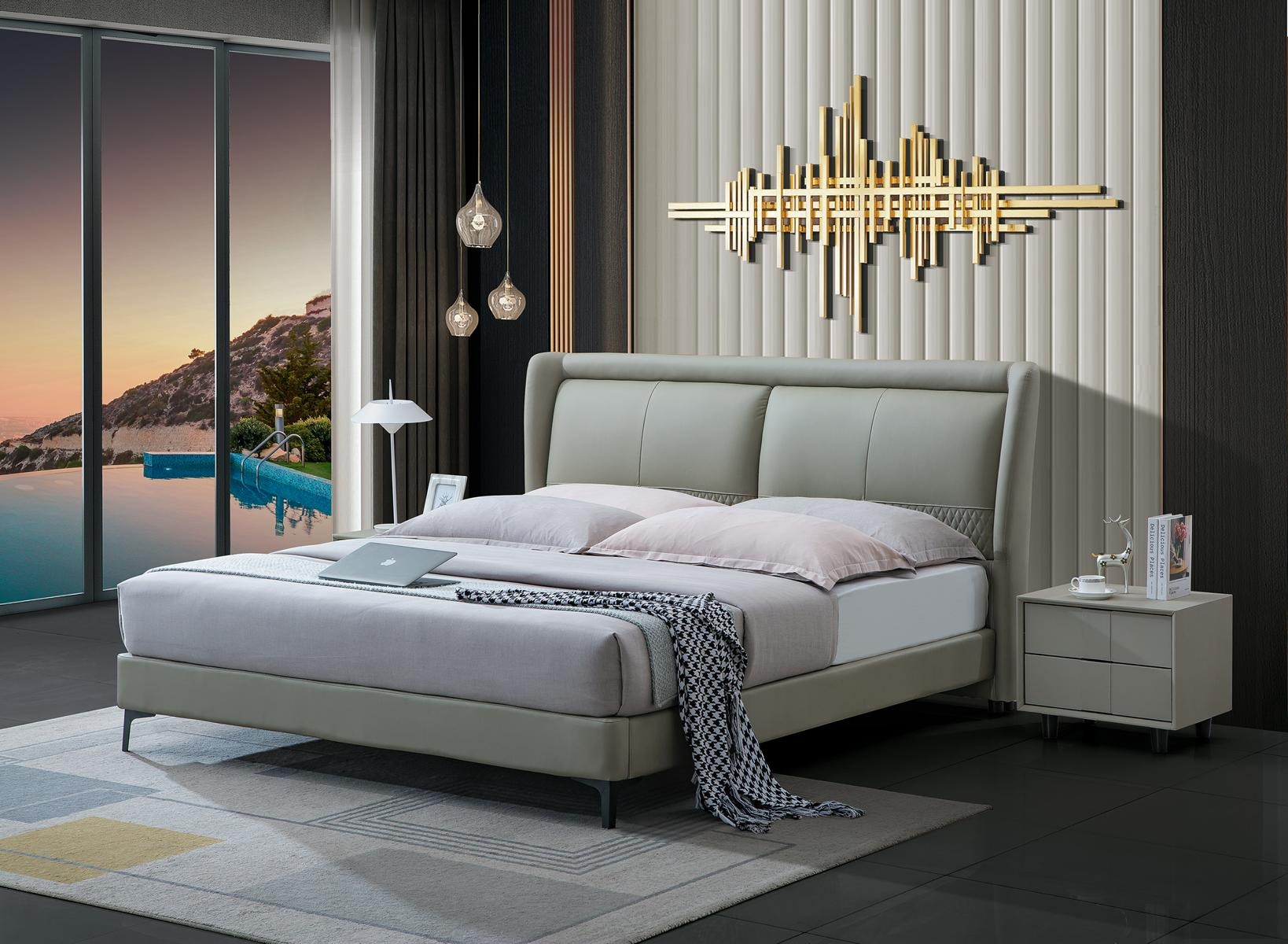 Bett Polster Design Luxus Doppel Hotel Betten Ehe Schlaf Zimmer Textil 180x200.cm