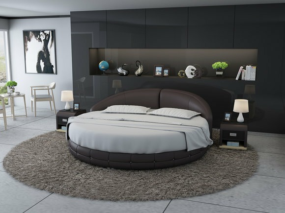 Designer Rundbett Bett Polsterbett Luxusbett Doppelbett Ehebett Betten