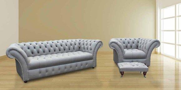 Winchester Sofagarnitur Set Polster Sitz Sofa Chesterfield Textil Stoff Garnitur