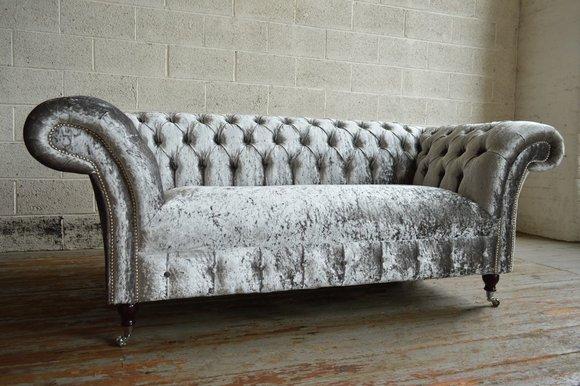 Design Chestefield Polster Textil Edle Klassische Wohnzimmer Couch Sitz