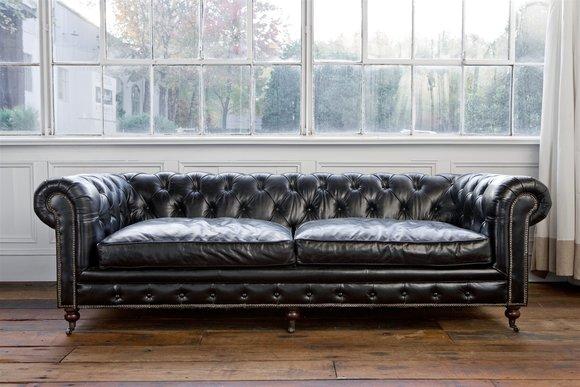 Chesterfield Couch Polster Sofas Klassische Leder Textil Sofa 4 Sitzer Neu - 292