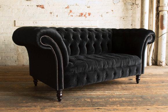 Chesterfield Design Luxus Polster Sofa Couch Sitz Garnitur Leder Textil Neu #T2
