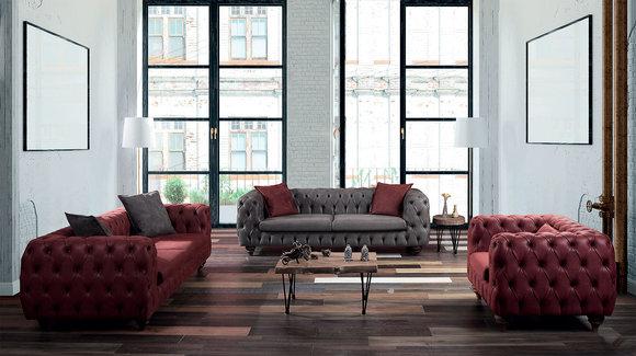 Edle Designer Polster Couch Luxus Chesterfield Sitz Garnituren Sofas