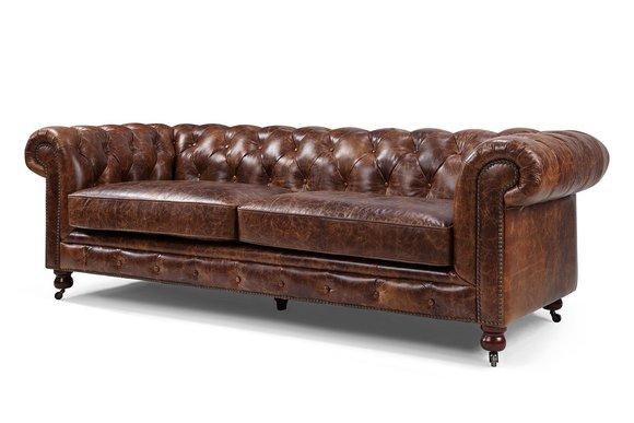 Chesterfield Design Luxus Polster Sofa Couch Sitz Garnitur Echtes Leder