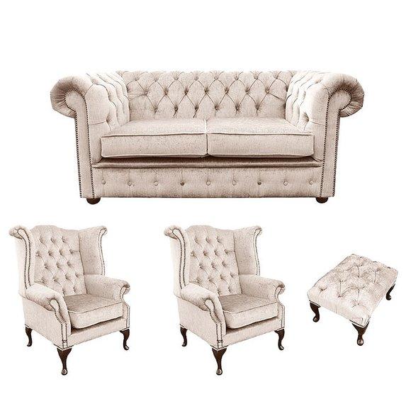 Chesterfield Design Luxus Polster Sofa Couch Sitz Garnitur Leder Textil Neu #489