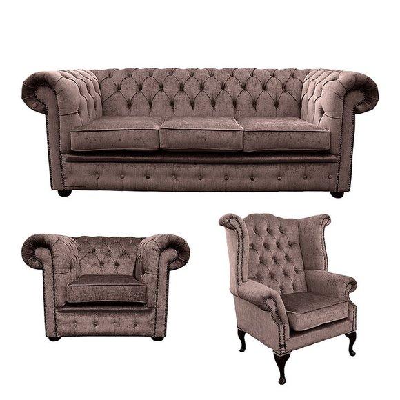 Sofagarnitur Chesterfield Polster Couch Sofa Leder Sitz Garnitur Ohrensessel