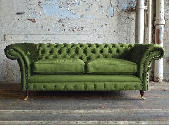 Chesterfield Design Luxus Polster Sofa Couch Sitz Garnitur Leder Textil Neu #302
