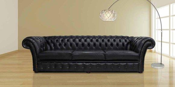 XXL Big Sofa Couch Chesterfield 240cm Polster Sofas 4 Sitzer Leder Textil #238