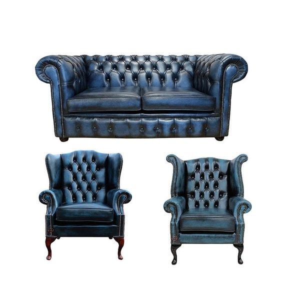 Chesterfield Sofagarnitur Leder Textil Chesterfield Komplett Set Sofa Couch