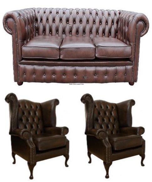 Chesterfield Sofagarnitur Leder Textil Chesterfield Komplett Set Sofa Couch 437