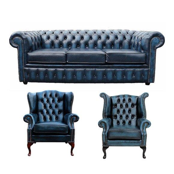Sofagarnitur Chesterfield Design Set Polster Couch Garnituren Ohrensessel #454
