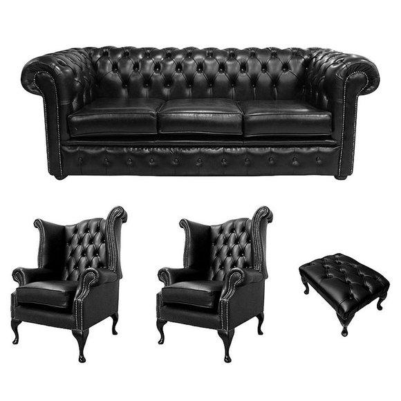 Ledersofa Textil Stoff Sofagarnitur Komplett Polster Sofa Couch Set Ohrensessel