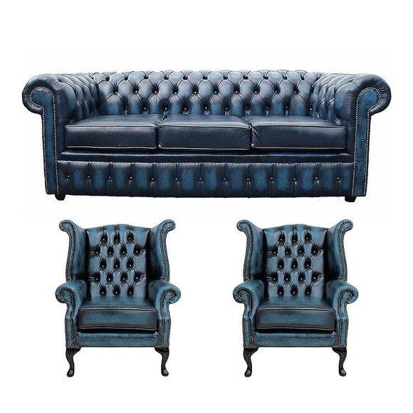 Chesterfield Polster Sofas Klassischer Schaffhau 3 Sitzer + 2 Ohrensessel 460