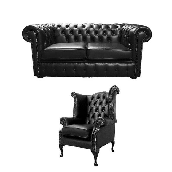 Chesterfield Design Sofagarnitur Ohrensessel Sofa Couch Set Polster Garnitur