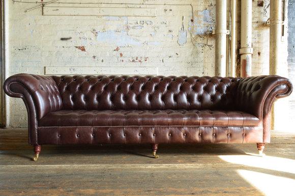 XXL Big Sofa Couch Chesterfield 245cm Polster Sofas 4 Sitzer Leder Textil #322