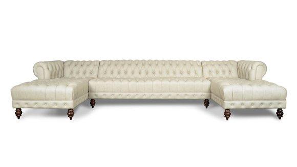 Chesterfield Couch U-förmig Sofa Klassische Leder Wohnlandschaft Ecksofa