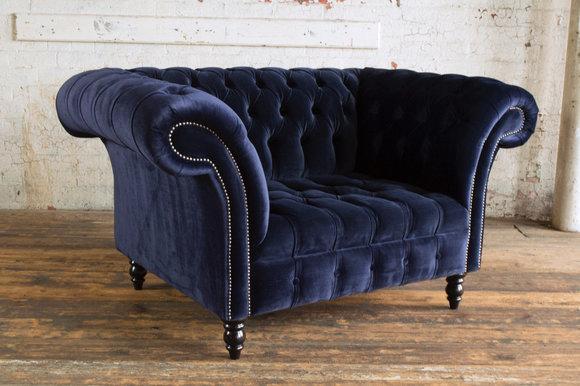 Chesterfield Sessel Fernseh Design Polster Sofa Couch Sofas 1 Sitzer Textil