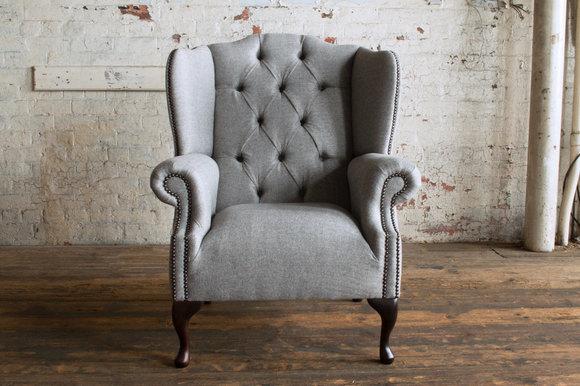 Ohrensessel Sessel Fernseh Design Polster Sofa Couch Chesterfield Textil