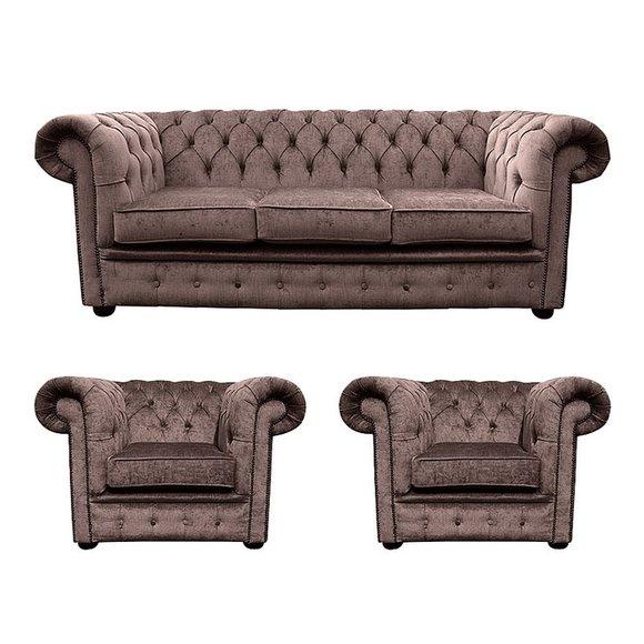 Chesterfield Couch Polster Klassischer Leder Schaffhau 3+1+1 Sitzer 70