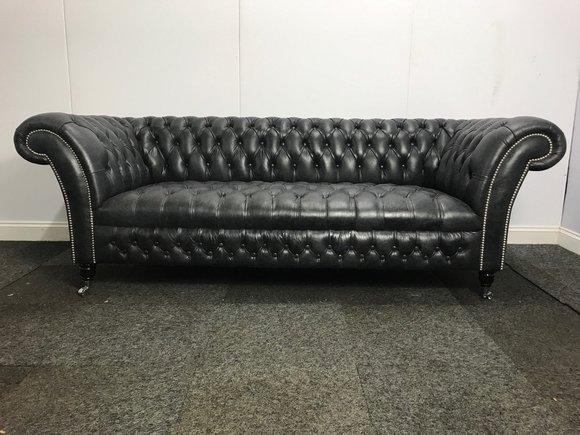 Chesterfield Vintage Echtleder Luxus Sofa Original Couch Sitz Polster 1011