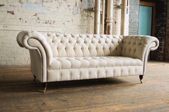 Chesterfield Design Luxus Polster Sofa Couch Sitz Garnitur Leder Textil Neu #190