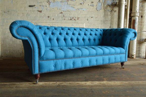 Chesterfield Design Luxus Polster Sofa Couch Sitz Garnitur Leder Textil Neu #199