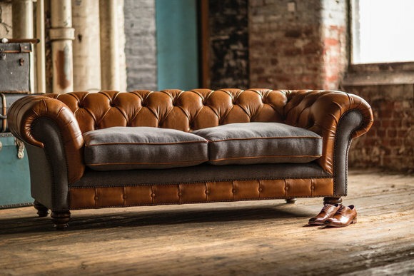 Chesterfield Design Luxus Polster Sofa Couch Sitz Garnitur Leder Textil Neu