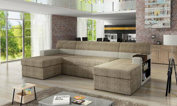 Eck Couch Polster Wohnlandschaft Ecksofa Bettkasten Bettfunktion Schlafsofa