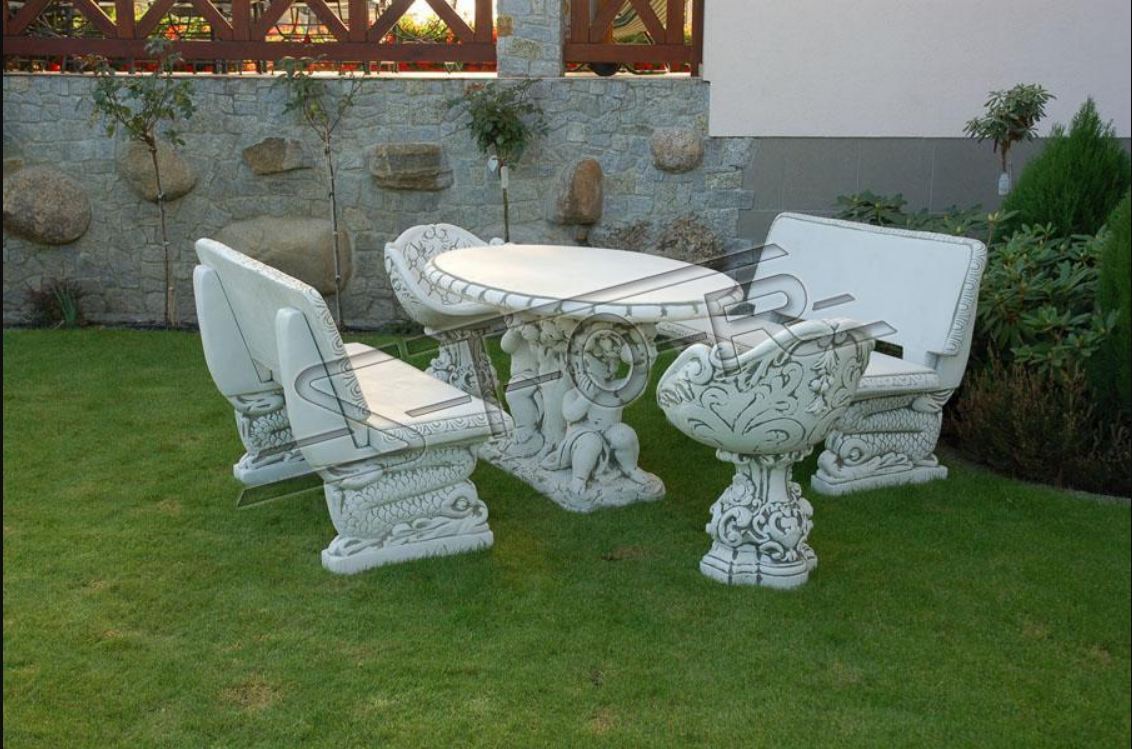 Stein Tisch Terrase Garten Dekoration Möbel Edles Antik Stil Design Tische