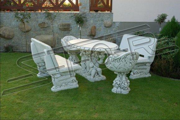 Bank Garten Design Antik Stil Stein Terrasen Möbel Bänke Außen Römische
