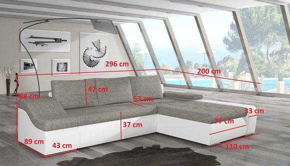 Moderne Ecksofa Ontario Bettfunktion Wohnzimmer Couch Textil Sofas