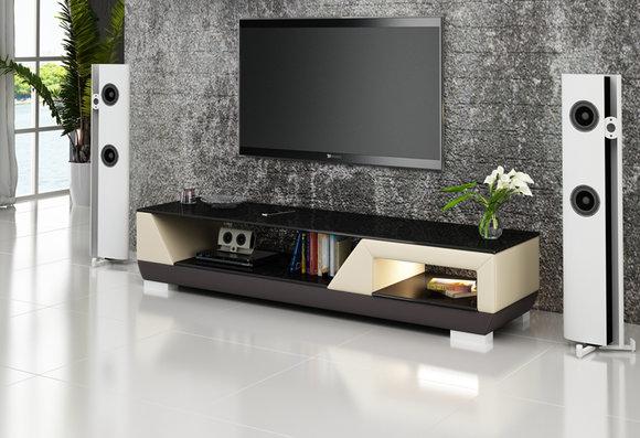 RTV TV Sideboard Leder Glas Tisch Fernseh Schrank Tisch Designer Neu TS1007