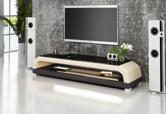 RTV TV Sideboard Leder Glas Tisch Fernseh Schrank Tisch Designer Neu TS1001