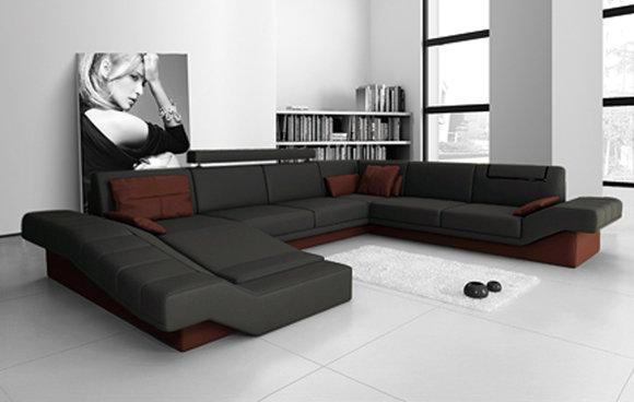 Sofa Wohnlandschaft U Form Couch Ledersofa Polster Big XXL Design