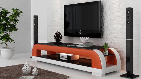 RTV TV SIDEBOARD LEDER GLAS TISCH FERNSEH SCHRANK TISCH DESIGNER NEU TS1012