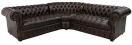 Chesterfield neu Ecksofa Ledersofa Dunkelbraun Polster Eck Couch