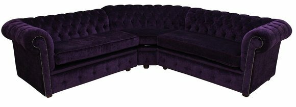 Lila Luxus Chesterfield Eck Couch Sofa Polster Sitz Garnitur Textil Stoff Sofas