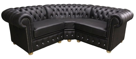 Ecksofa Ledersofa Schwarz Polster Eck Couch Garnitur Sitz Design
