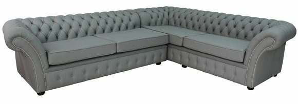 Ecksofa Graue Chesterfield Leder Sofa Couchen Polster Sitz Eck Garnitur